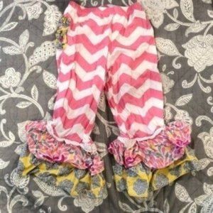 Ruffle Butts Pink White Chevron Pants